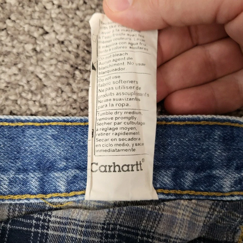 Carhartt B172 DST Flannel Lined Jeans Men 44x32 Blue Excellent Relaxed Fit Denim
